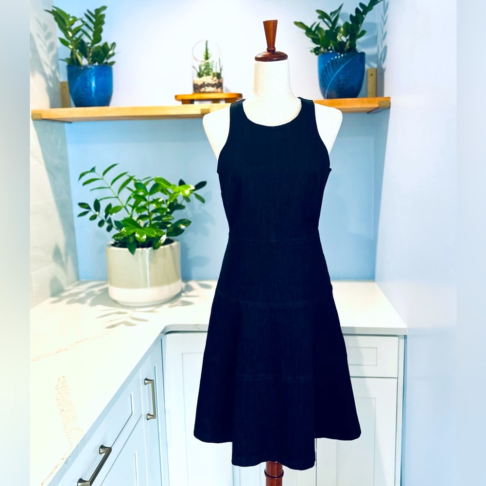 🌻Banana Republic Dark Denim A Seam Structured Y2K Racer Dress,Size 4 (NWT)